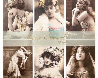 Art Nouveau Actresses Personal Commercial Use Antique Vintage Image Instant Digital Download Collage Sheet