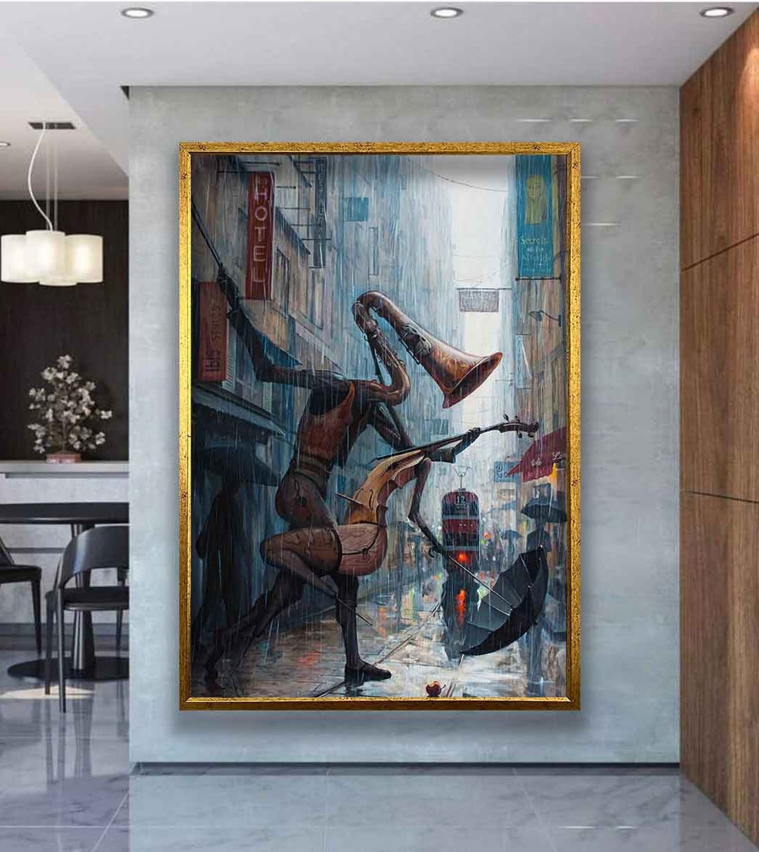 Dancing Musical Instruments Canvas Wall Decor, Saxophone Dance Canvas ...