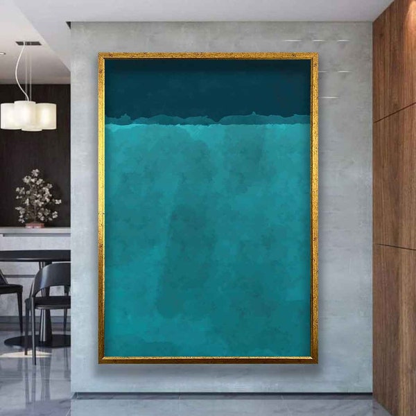 Mark Rothko Aqua Blue Canvas Painting, Mark Rothko Production, Cyan Mark Rothko art, Canvas Painting, Mark Rothko Sky blue art, Wall Decor