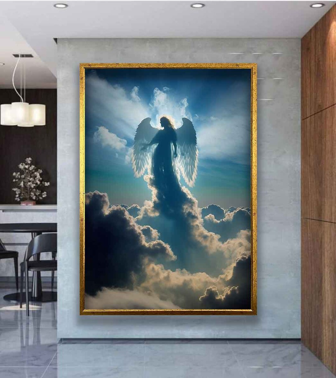 Angel Woman Canvas Print Art, Cloud Angel Canvas Wall Decor, Spiritual