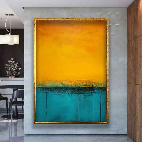 Mark Rothko Blue Yellow Canvas Painting, Mark Rothko Production, Yellow Blue Mark Rothko art, Canvas Painting, Mark Rothko art, Wall Decor