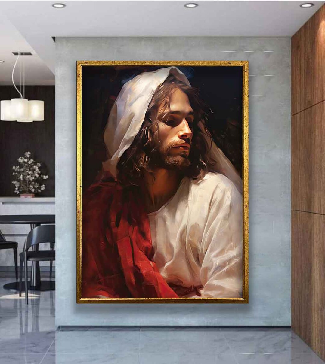 Christ Portrait Art, Jesus Christ Wall Art, Christian Religious Canvas ...
