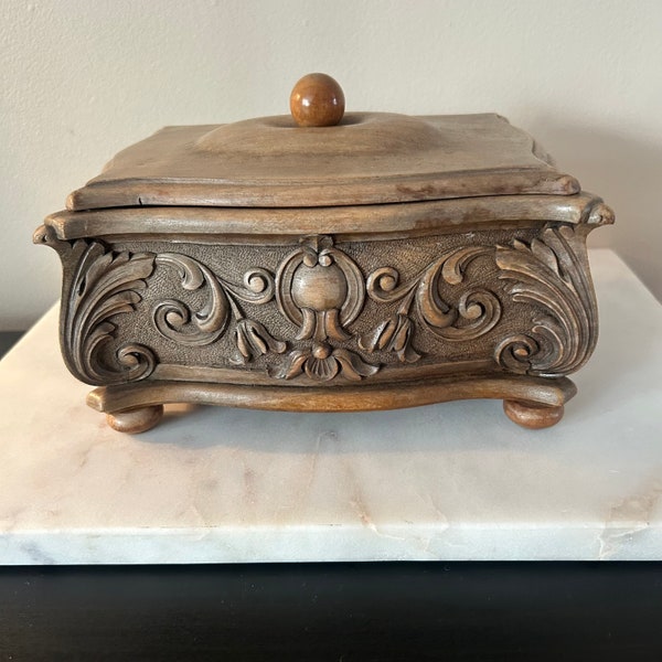 Ornate Antique Black Forest Trinket Box Black Forest Hand Carved Antique Jewelry Box