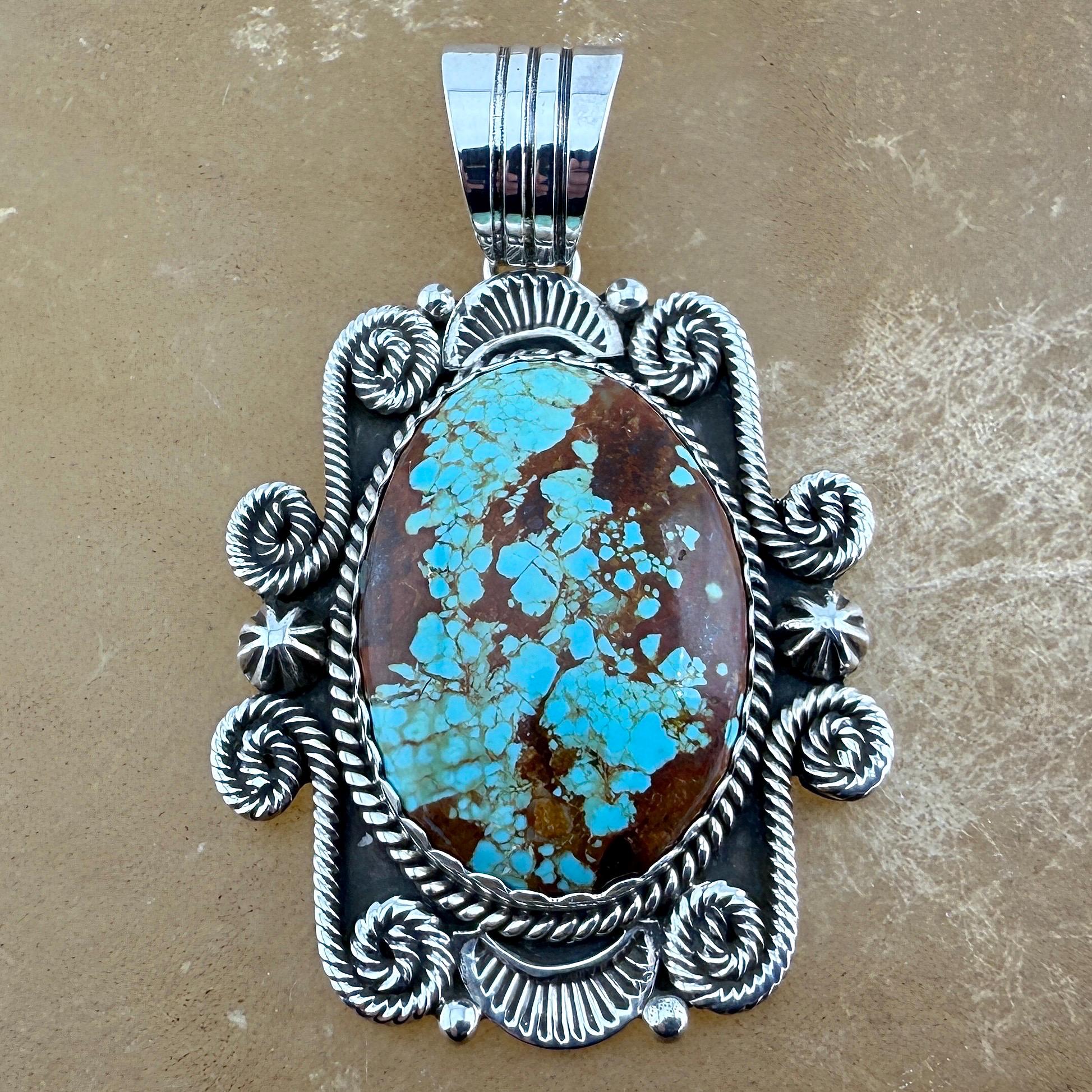 Huge Tin Jon Vintage Native American Navajo Damale Turquoise Sterling Silver Leaf Bracelet Huge Tin Jon Vintage Native American Navajo Damale Turquoise Sterling Silver Leaf Bracelet