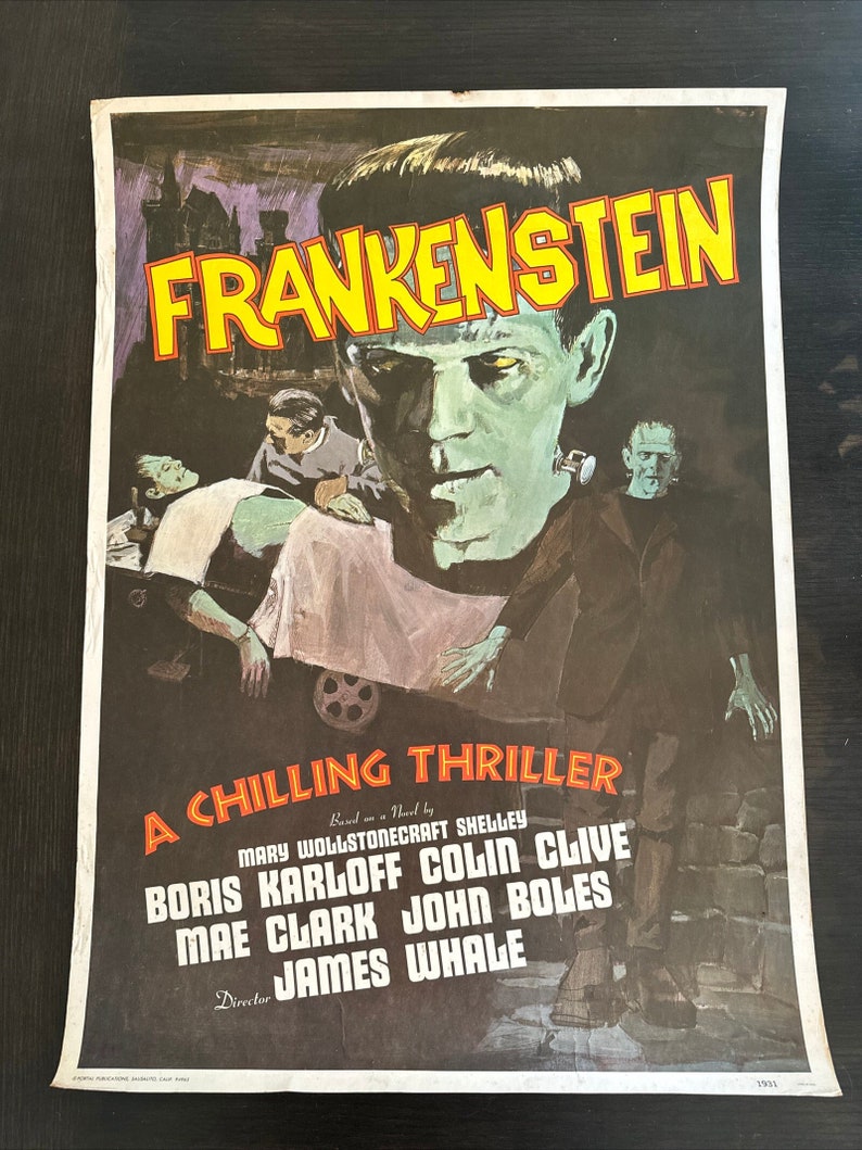 Frankenstein 1931 Movie Poster - 21” X 28” - 1960's Reproduction - Etsy