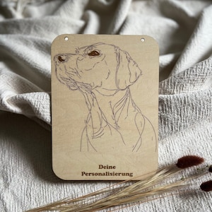 Handgemachte Holzpostkarte mit Golden Retriever Motiv – Perfekte Türdeko Personalisiert Namen Graveur Hundeliebhaber Geschenk