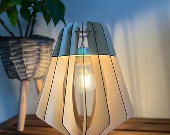 Pantalla de listones de madera, Lámpara de mesa minimalista, iluminación, lámpara de mesa de madera, regalo de inauguración, lámpara de mesa de salón