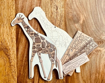 Holzpuzzle Giraffe Puzzle für Erwachsene Holzbilder Wanddeko DIY Geschenke Motorik Konzentrationsübungen Puzzel Hobby Kinderzimmer Deko