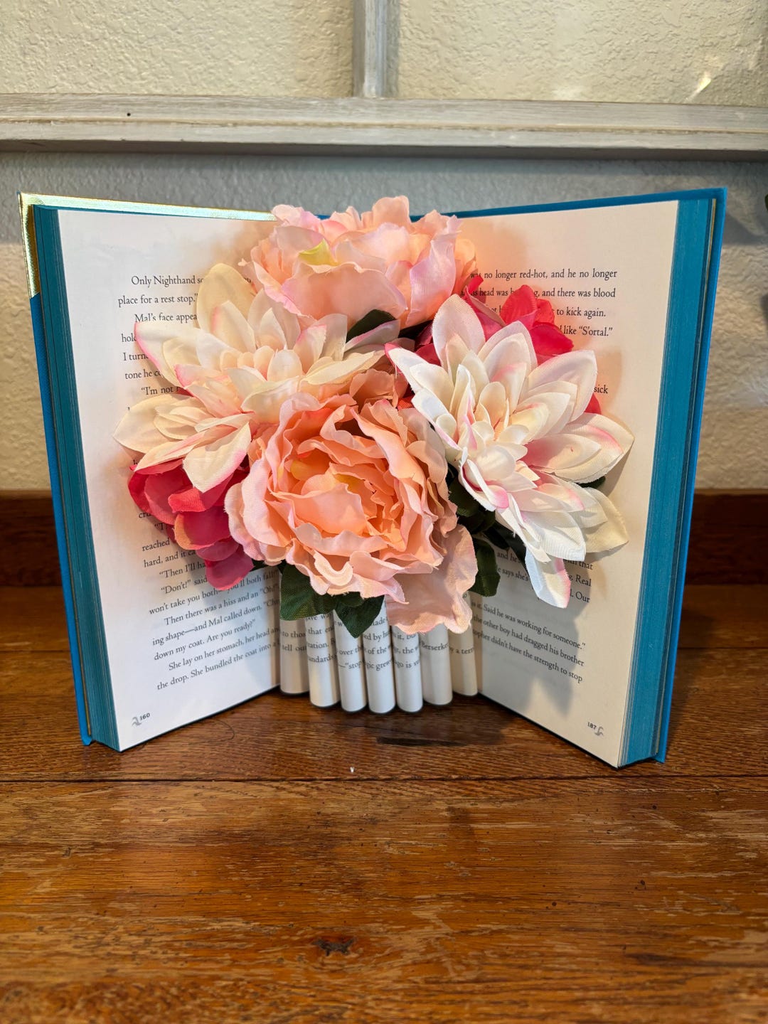 Book Flower Arrangement | Literary Home Decor | Unique Book Centerpiece ...