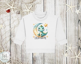 Dino mit Name - Baby Organic Sweatshirt