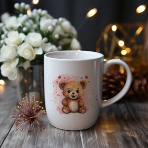 Cute Teddy Bear Mug, Adorable Gift for Your Him or Her, Valentines Day, Baby Shower, Love Coffee, Printed on both Sides