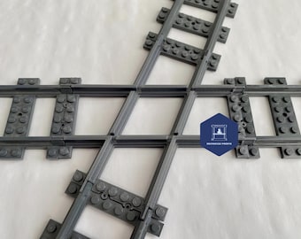 Lego Train Track Angled Crossing/Crossover/Cross 67 Degree Junction Gray