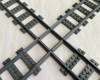 Lego Train Track Crossing/Crossover/Cross 90 Degree Junction Gray
