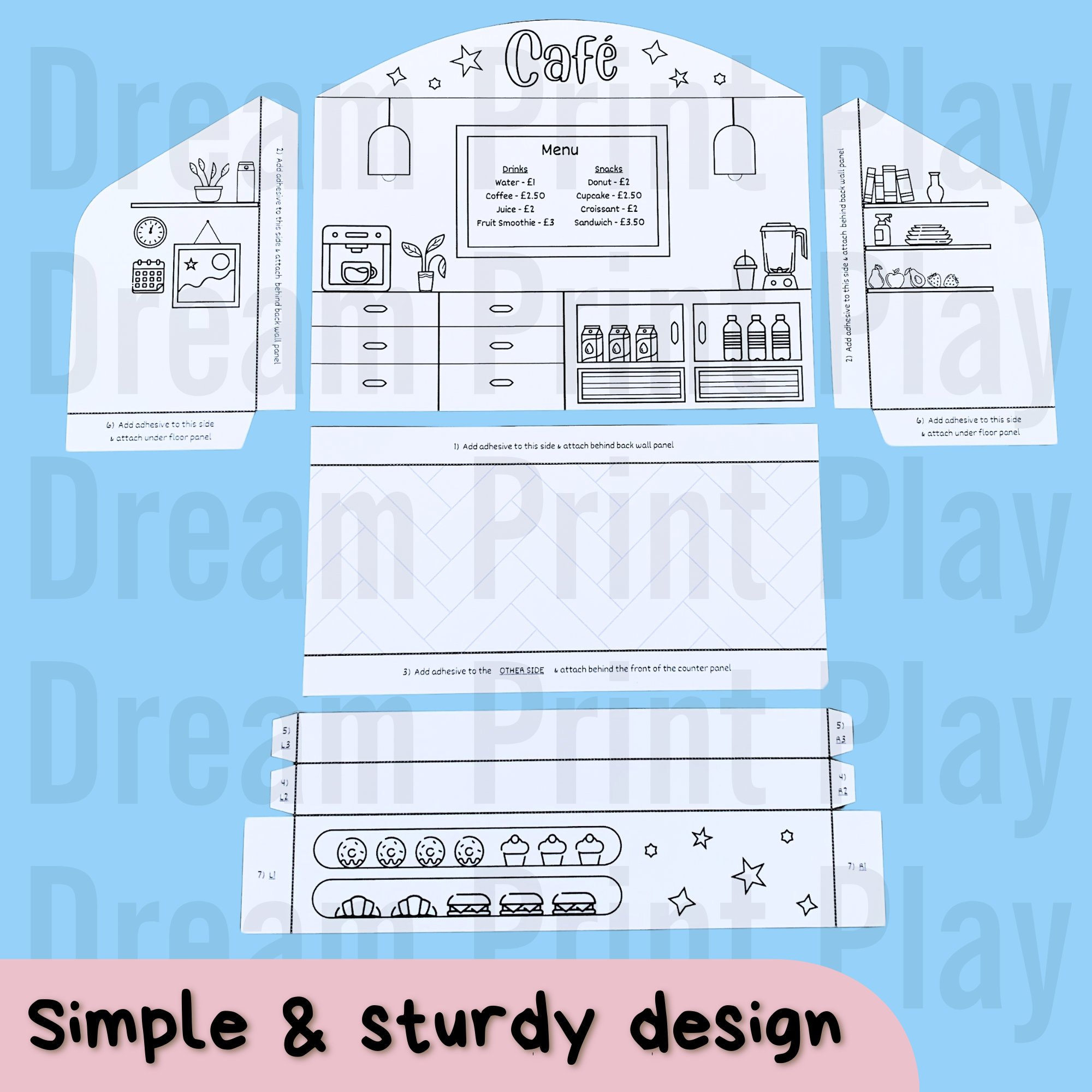 Cafe Kiosk Paper Toy Scene Printable PDF Digital Download DIY Print ...