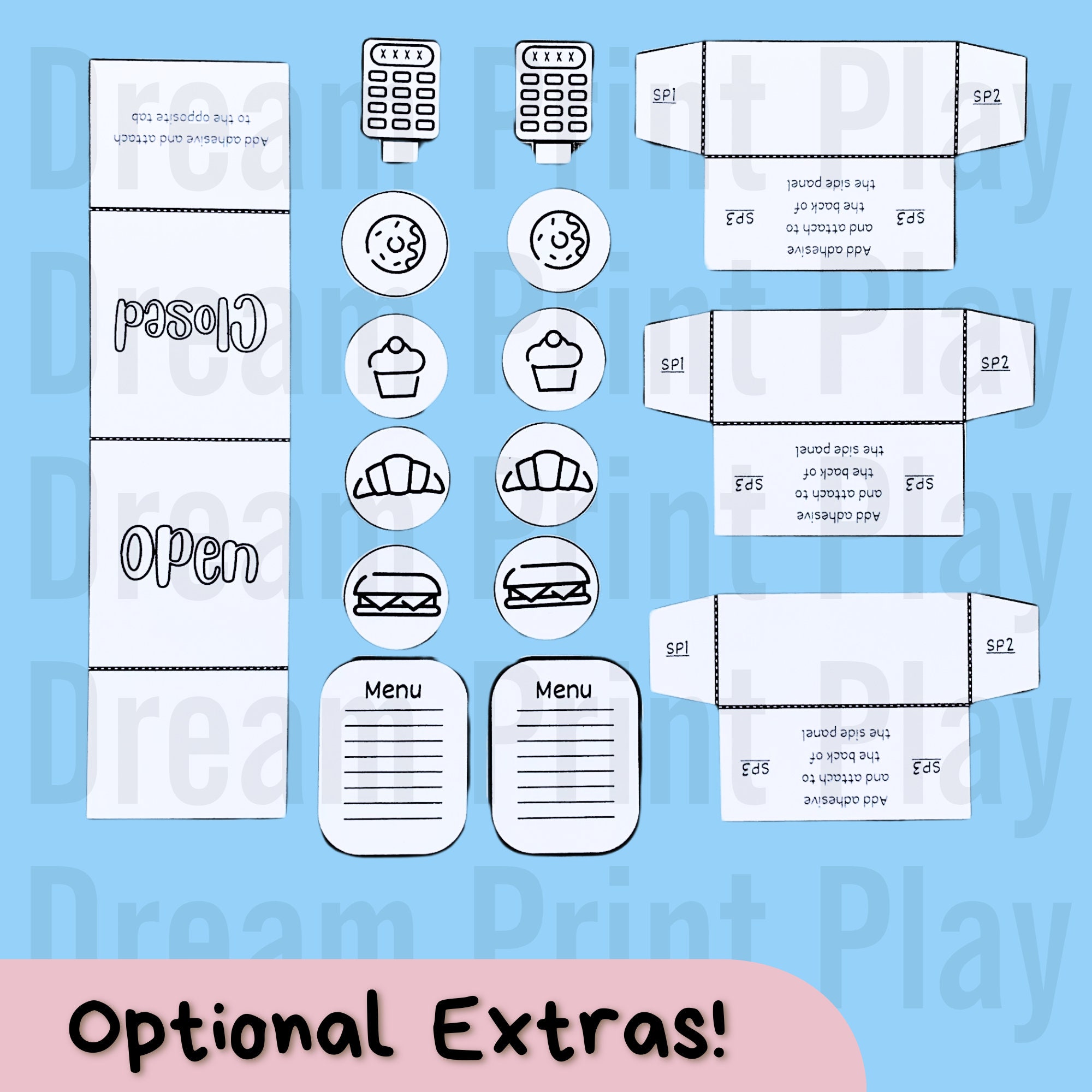 Cafe Kiosk Paper Toy Scene Printable PDF Digital Download DIY Print ...