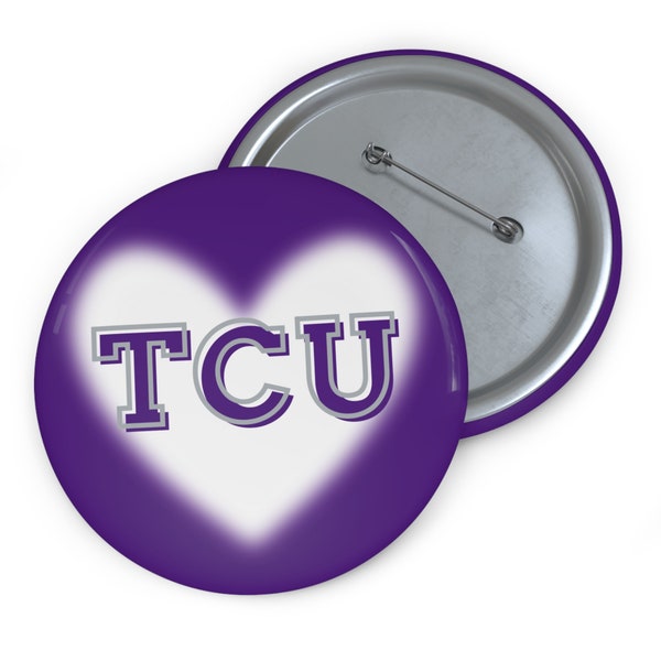 Gameday Button - TCU Glow Heart - Texas Christian University Horned Frogs Purple Gray White