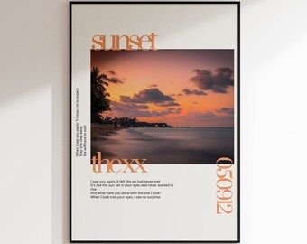 the xx inspired lyrics print sunset coexist jamie xx minimalist kitchen illustration home decor poster music lyrics romy fred again intro