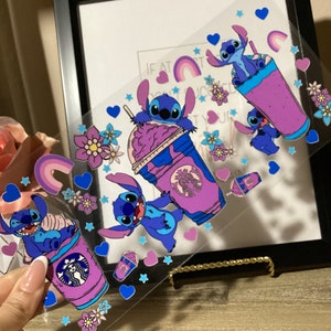 Uv dtf 16oz little blue alien frappe wrap. Ready to use fun purple wrap.