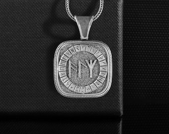 Wikinger-Runen-Talisman-Halskette, Sterlingsilber-Talisman-Halskette, Nordische Odin-Runen der Weisheit und Wissen Anhänger, personalisierte Geschenke Schmuck