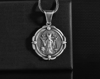 Egyptian God Anubis Personalized Sterling Silver Men Necklace, Modern Eypt Mythology Pendant for Him, Handmade Gift Jewelry for Birthday