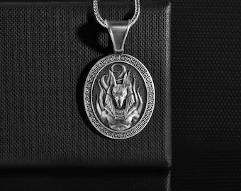 925K Silver High Quality Personalized Egyptian God Anubis Necklace, Cool Mythology Anubis Pendant for Him or Her, Unique Personalized Gift
