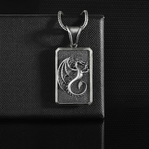 Dragon Sterling Silver Dogtag - Etsy
