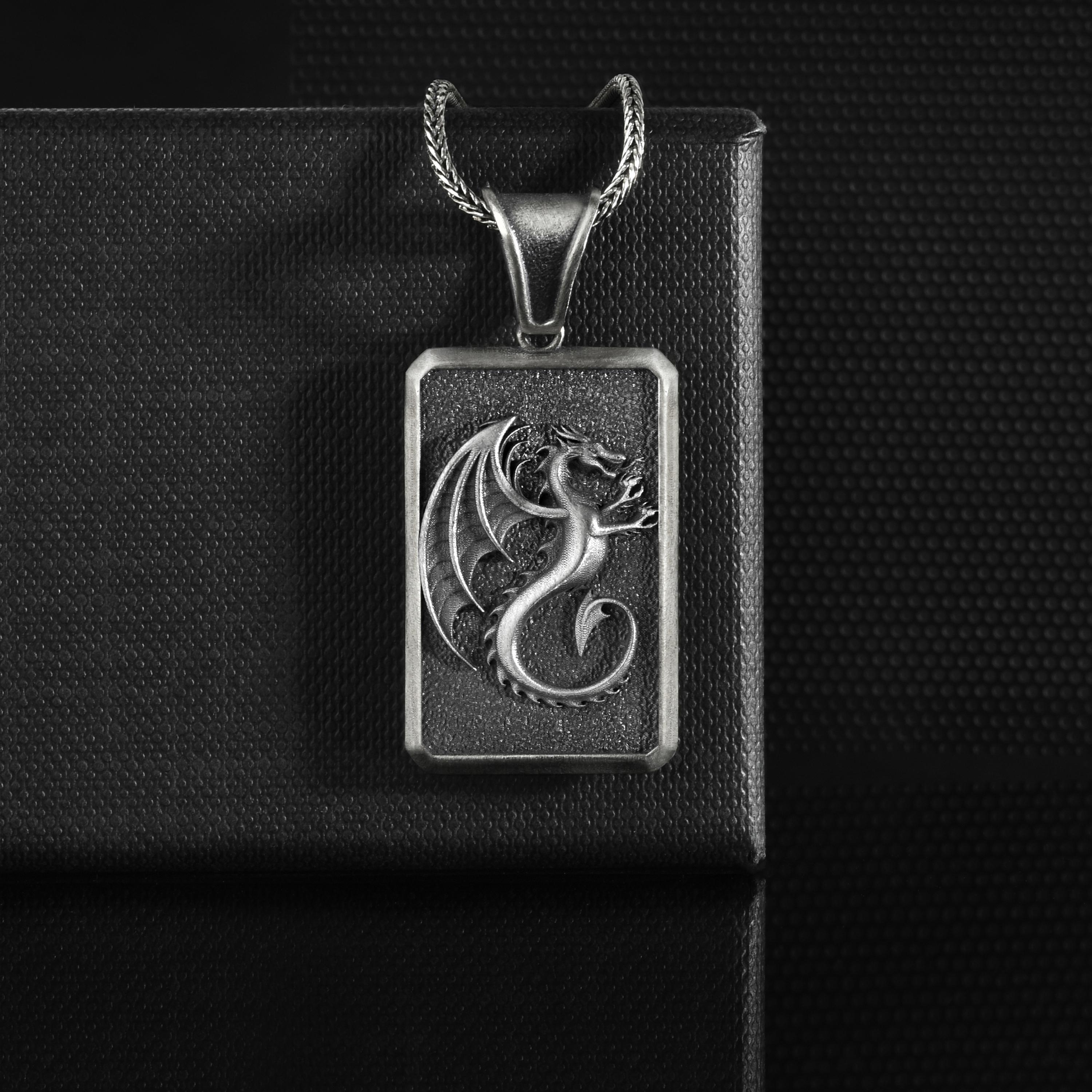 Dragon Sterling Silver Dogtag - Etsy
