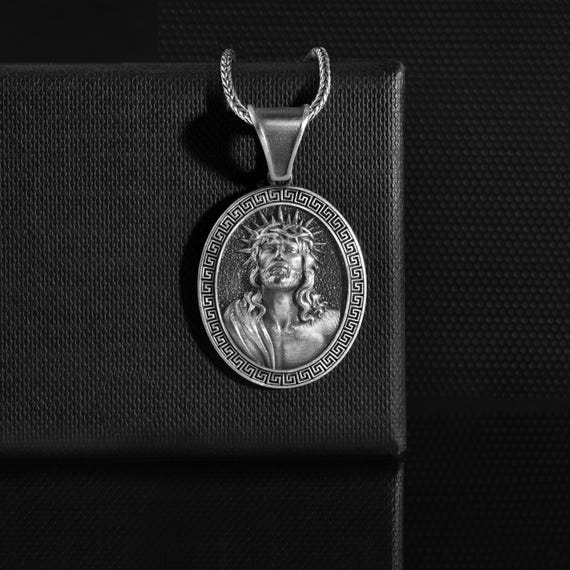 ONEFINITY Collana Uomo E Donna In Argento Sterling 925 Con Ciondolo Gesù E Corona Di Spine - Gioiello Religioso Regalo Con Panno E Confezione