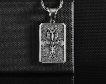 Collier oeil de Ra sur Ankh en argent 925 carats pour lui ou elle, pendentif déesse de l'Égypte ancienne Nekhbet, bijoux talisman de protection spirituelle