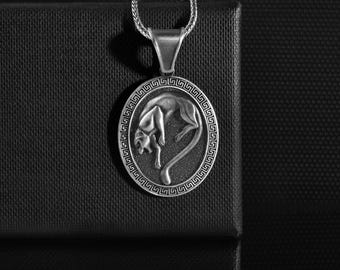 925 Sterling Silver Panther Necklace for Men, Personalized Animal Lover Gift Pendant for Him or Her, Cool Dainty Black Panther Gift Jewelry
