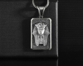 Ciondolo Tutankhamon In Argento Sterling 925 – Ciondolo Faraone Egiziano Con Jump Ring, Idea Regalo