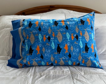 Shark Pillowcase: Queen Size, Under the Sea Bedroom Decor