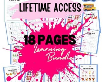 Pacote de aprendizagem pré-escolar pré-escolar + jardim de infância, planilhas de atividades, alfabeto, números, formas, cores, páginas para colorir, traçado, tesouras