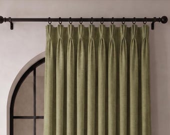 Blackout Pinch Pleat Curtains, Triple Pleat Linen Drapes, Custom Bedroom Curtains, Made to Measure, 36 Colors, Free Tiebacks