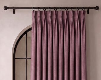 French Pleat Blackout Curtains, Linen Drapes, Custom Made Window Curtains, Luxury Pleated Drapery, 36 Colors, Free Tiebacks