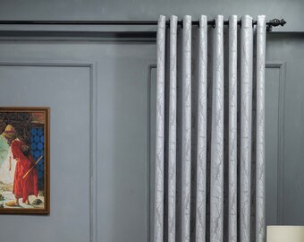 luxury gray velvet curtains. living room, bedroom, grommet. rod pocket panels