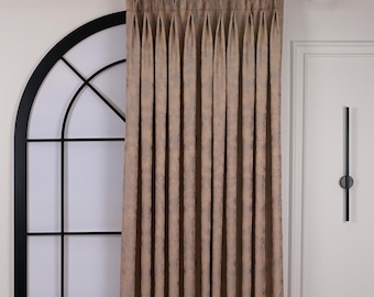 French Pleated Jacquard Curtains – Custom Color Drapes, Extra Wide & Long Luxury Curtains, 30 Colors Available