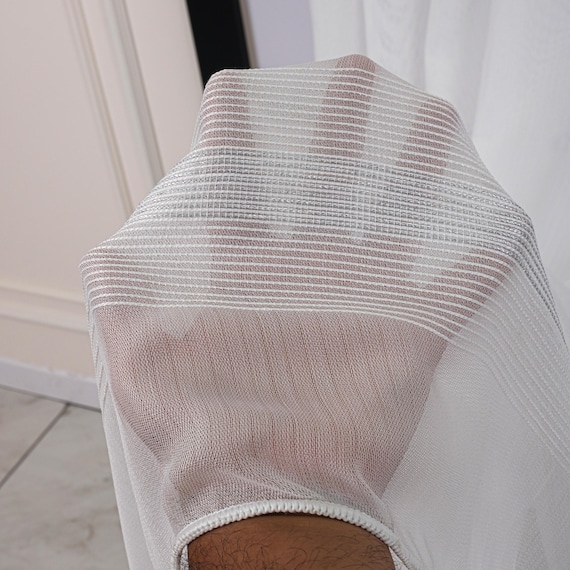 Sheer White Pleated Fabric Panel White Sheer Curtains Panels Drapes Pleated – Homerilla main image 4