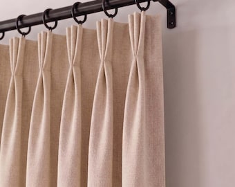 Custom Pinch Pleat Curtains, Blackout Linen Drapes, Made to Measure Curtains, Luxury Window Drapery, 36 Colors, Free Tiebacks