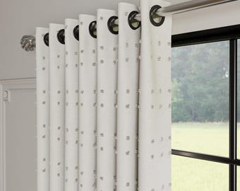 Blackout Linen Curtains Boho Patterned Drapes, Extra Wide Custom Panels, Light Blocking Window Curtains, 6 Colors, Free Tiebacks