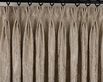 Luxury Chenille Curtains with Textured Fabric–Triple Pinch Pleat Drapes,7 Color Options, Custom Size Chenille Panels for Living Room&Bedroom