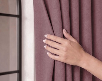 Triple Pinch Pleat Curtains, Blackout Linen Drapes, Extra Wide Custom Curtains, Made to Measure, 36 Colors, Free Tiebacks