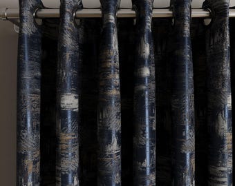 Luxury Textured Velvet Curtains, Patterned Drapes, Custom Size Panels, Modern Grommet Style, Living Room Bedroom Window Treatments