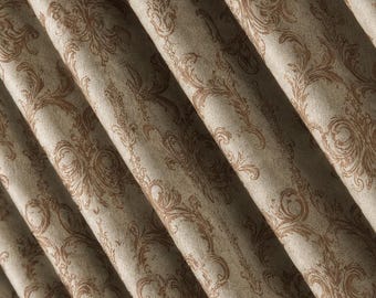 Damask Curtains, Triple Pinch Pleat Drapes, Custom Patterned Curtains, Made to Measure, Extra Wide, 6 Colors, Free Tieback