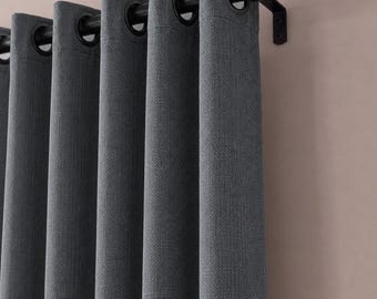 Extra Wide Linen Curtains, 100% Blackout Window Curtains, Custom Size Drapes, Patio Door Curtains, 36 Colors, Free Tiebacks