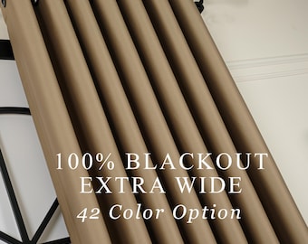 100% Blackout Extra Wide Curtains, Custom Blackout Drapes, 42 Colors, Living Room & Bedroom Panels, Grommet or Rod Pocket