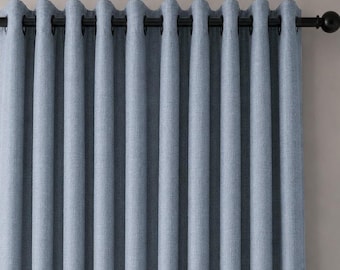 Custom Blackout Linen Curtains, Made to Measure Drapes, Extra Wide Window Panels, 36 Colors, Free Tiebacks Included