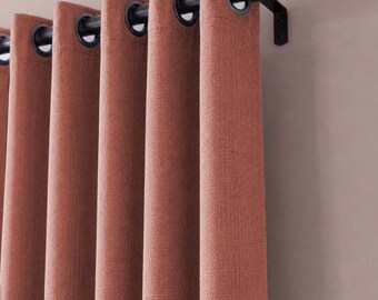 Luxury Linen Curtains, 100% Blackout Drapes, Modern Window Curtains, Custom Size Panels, 36 Colors, Free Tiebacks