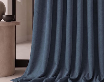 Triple Pinch Pleat Blackout Curtains, 3 Finger Pleat Linen Drapes, Extra Wide Custom Drapery, Made to Measure, 36 Colors