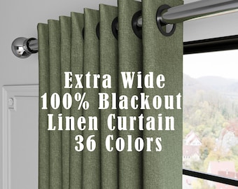 Cortinas opacas de lino personalizadas / 36 colores / Totalmente forradas / Ojales, bolsillo para barra, trabillas traseras, ganchos / Cortinas hechas a medida para todas las habitaciones